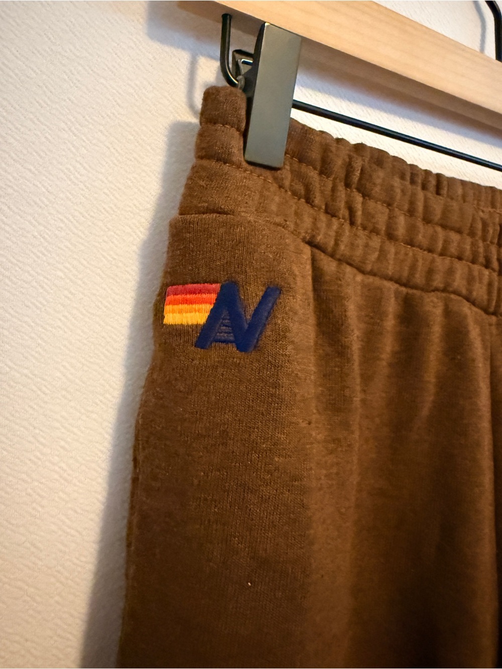 NEW Aviator Nation Wide Leg Pocket Sweatpant Chocolate Brown Sweats Pants Jogger - Picture 7 of 9